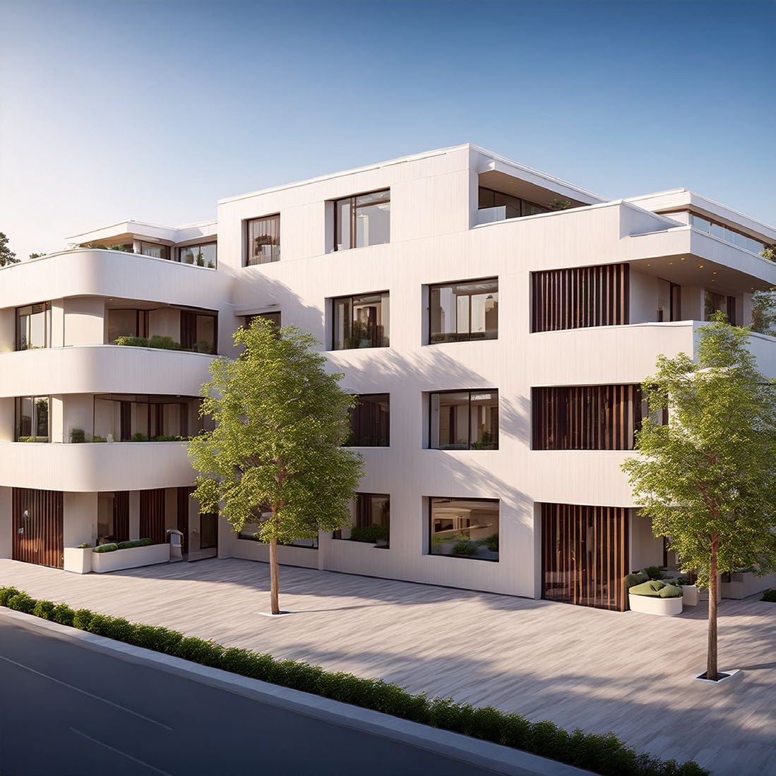 Architekturvisualisierung des modernen Mehrfamilienhauses an der Bläuenstrasse in Erlinsbach
